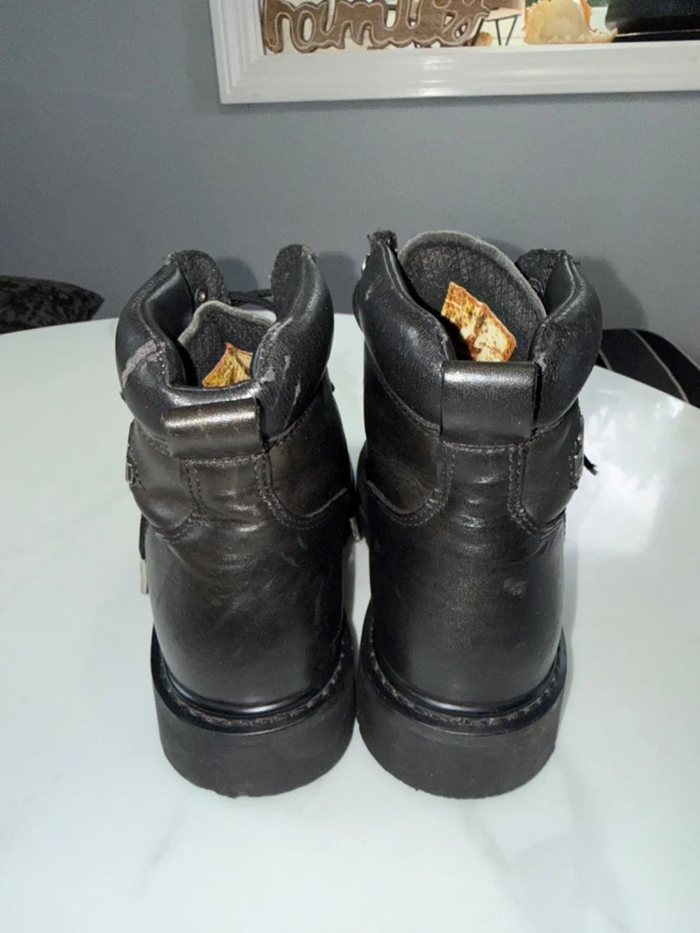Harley-Davidson Black Leather Lace-Up Motorcycle Boots